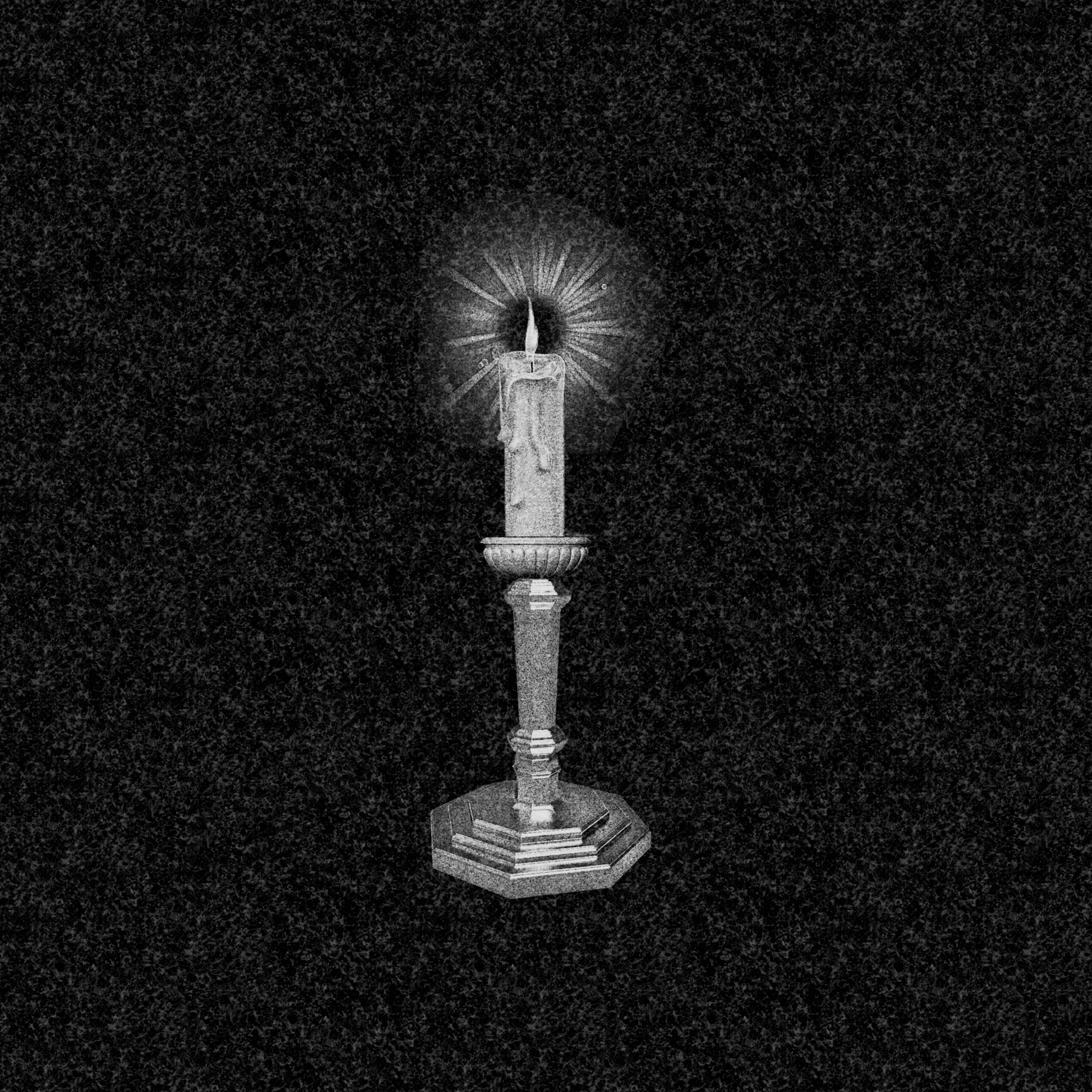 Свечи | Рисунок горящая свеча в подсвечнике с шестигранным основанием, СВ-003