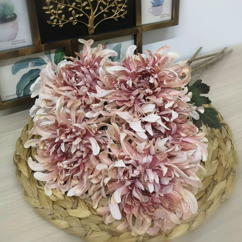 Искусственные цветы в Вологде | Цветок искусственный «Хризантема», персиково-розовая, одиночный