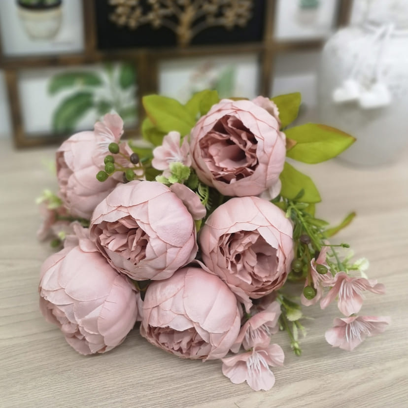 Искусственные цветы в Вологде | Цветы искусственные «Пионы», розовый, винтаж, букет