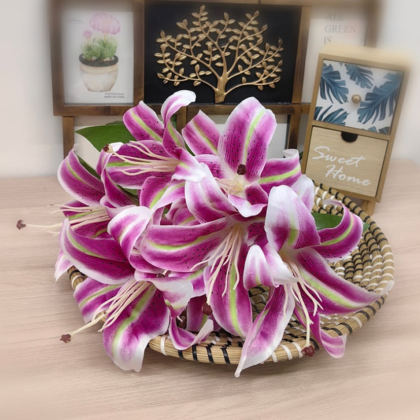 Искусственные цветы в Вологде | Цветы искусственные «Лилии крупные», розово-сиреневые, букет