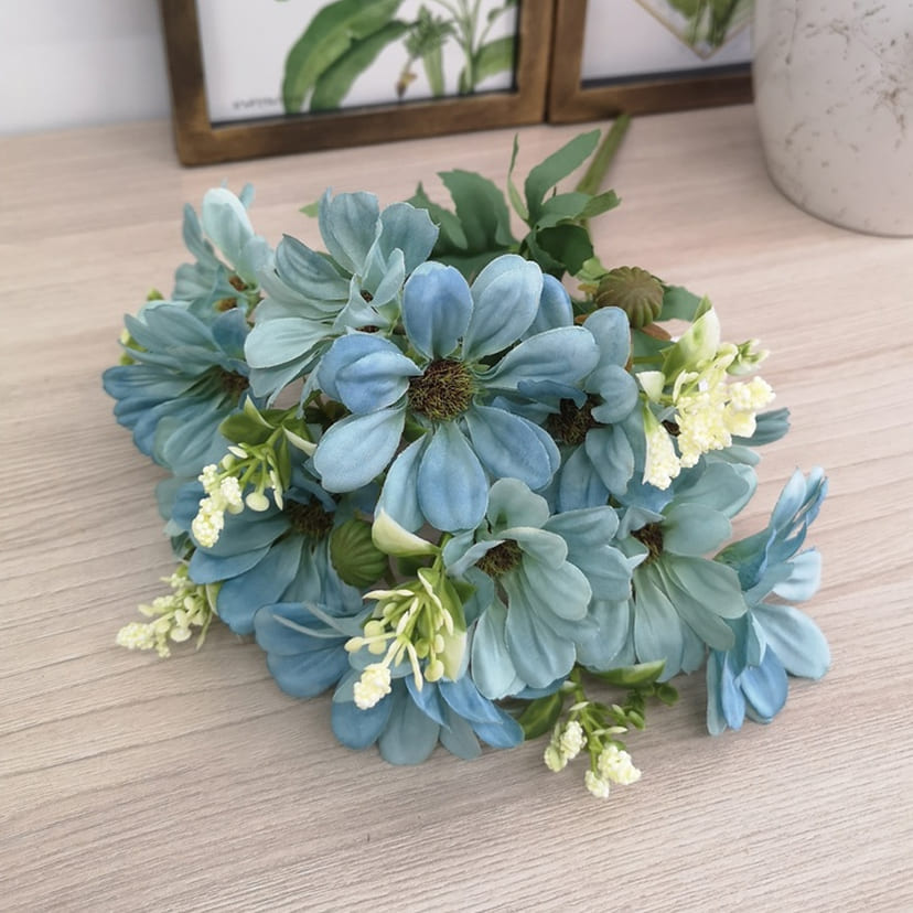 Искусственные цветы в Вологде | Цветы искусственные «Ромашки с бутонами», голубые, букет