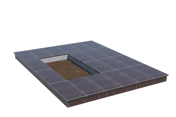 Площадки на могилу в Вологде | Площадка с вертикальной (10 см) облицовкой Дымовским гранитом (под цветник)