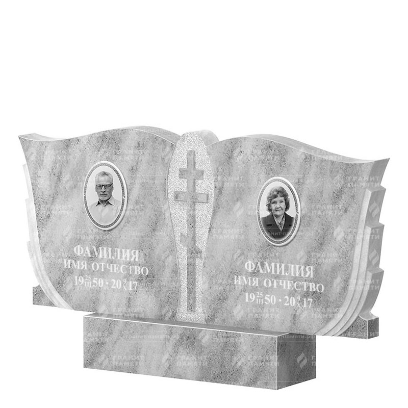 Памятники из мрамора в Вологде | Двойной мраморный памятник ФМ-136