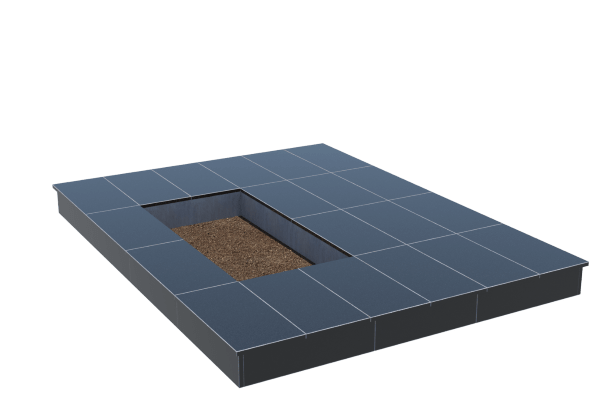 Площадки на могилу в Вологде | Площадка с вертикальной (15 см) облицовкой гранитом Габбро (под цветник)