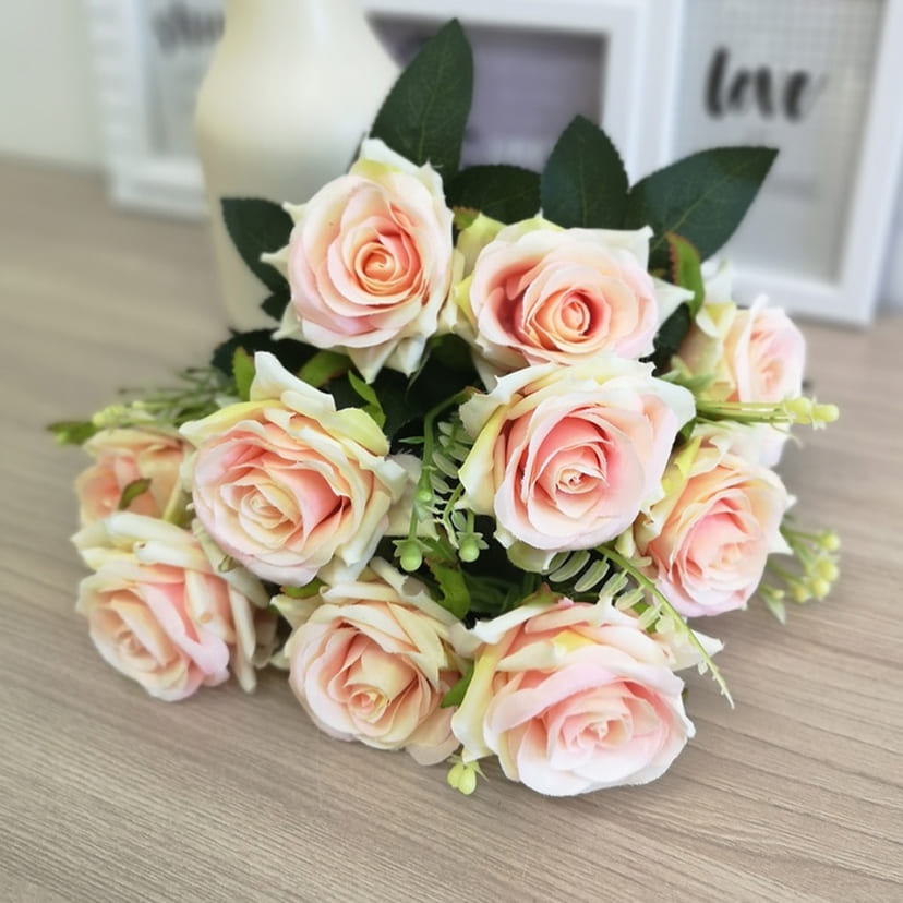 Искусственные цветы в Вологде | Цветы искусственные «Розы острые», розовато-молочные, букет