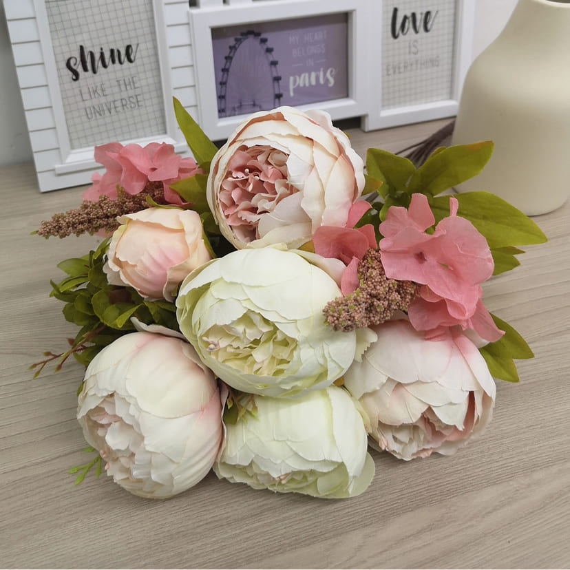 Искусственные цветы в Вологде | Цветы искусственные «Пионы», молочно-розовые, букет