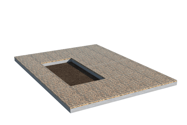 Площадки на могилу в Вологде | Площадка с облицовкой Южно-Султаевским гранитом (под цветник)