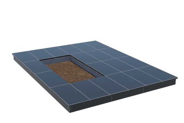 Площадки на могилу в Вологде | Площадка с вертикальной (10 см) облицовкой гранитом Габбро (под цветник)