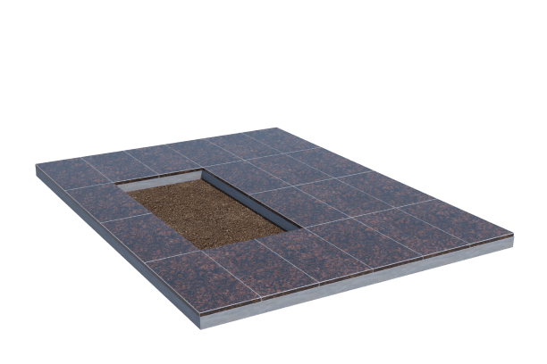 Площадки на могилу в Вологде | Площадка с облицовкой Дымовским гранитом (под цветник)